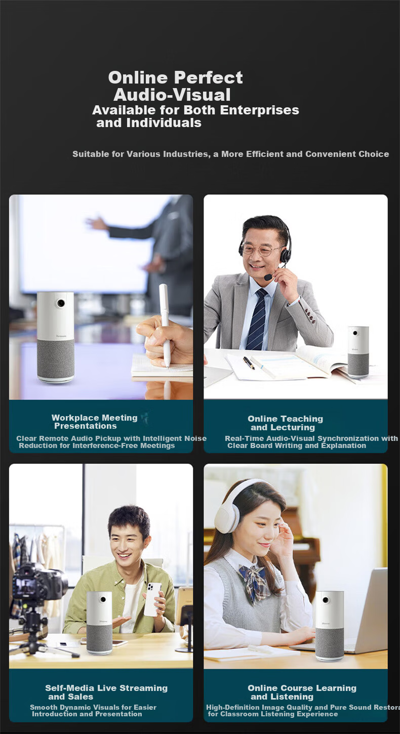 Hamedal C20 All-in-One Audio and Video Conference Camera with Omnidirectional Microphone, HD Wide-Angle Office Meeting Pickup Speaker, Amplified Microphone Speaker System Device 11