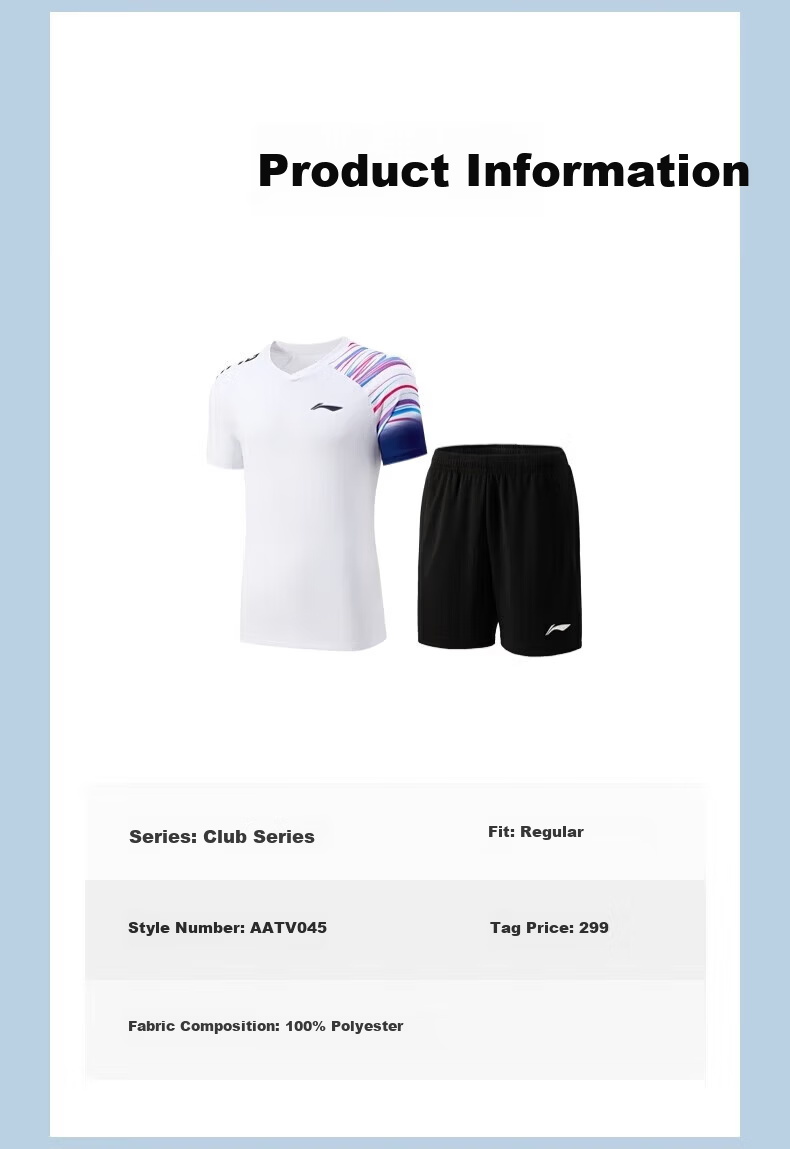 LI-NING Quick-Dry Breathable Badminton Club Series Unisex Sports Competition Set Men's Badminton Outfit 9