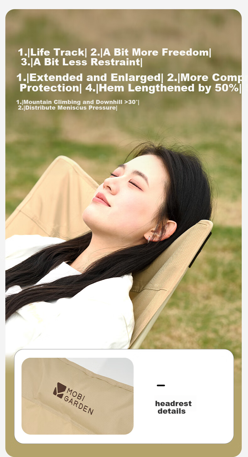 MOBIGARDEN Adjustable Folding Recliner Chair Outdoor Camping Picnic Nap NX25665014 Japanese Style Sand 3