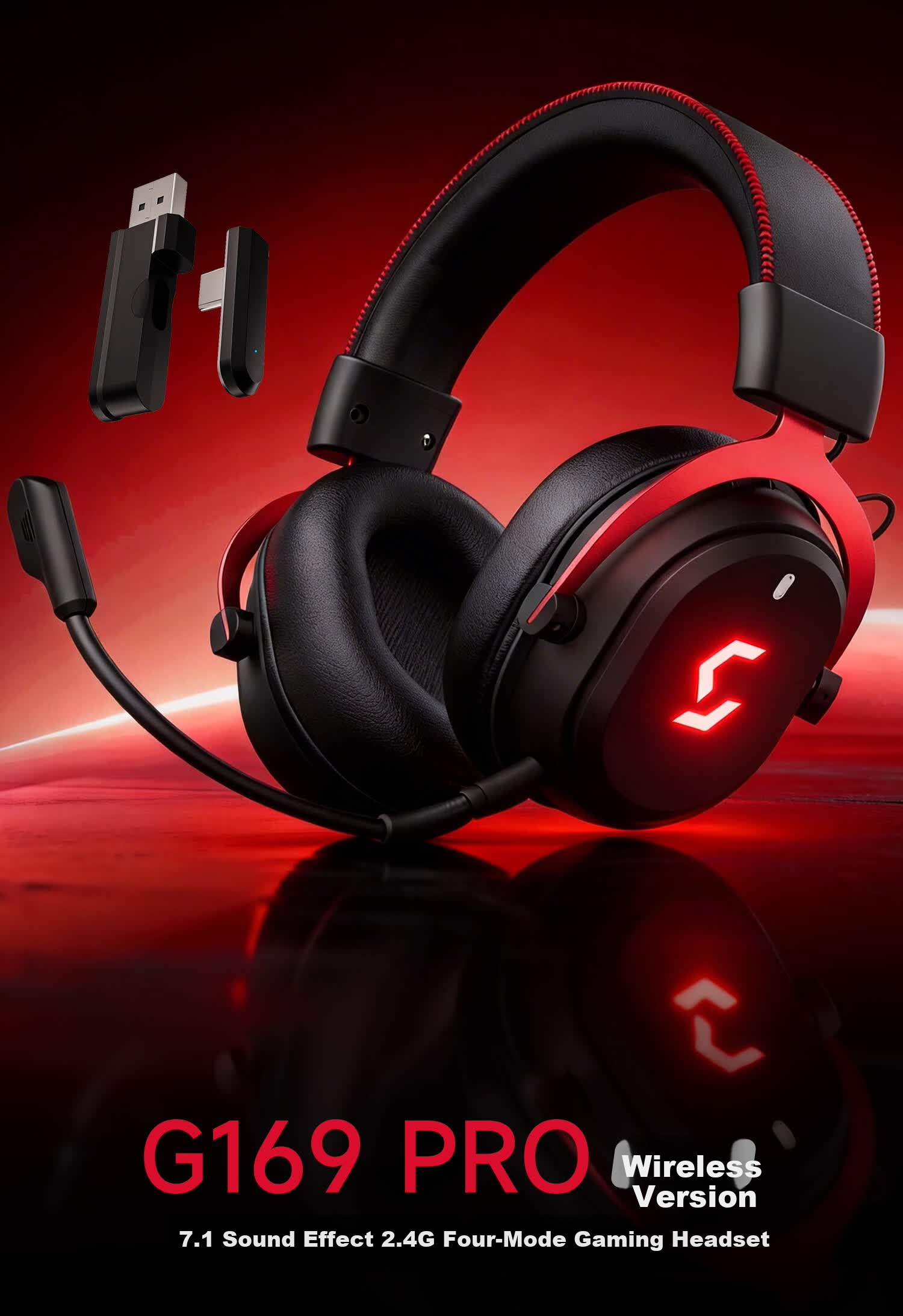 COLORFIRE iGame G169 PRO 7.1 Surround Sound Quad-Mode Wireless Gaming Headset Over-Ear Bluetooth Wired Esports Delta FPS Valorant White Blue 3