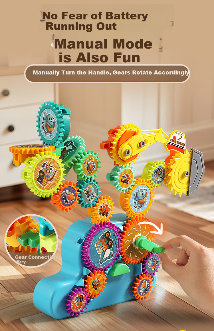 BEIBITONGHUA Transformable Electric Gear Building Blocks DIY Educational Toy for Boys Ages 3-6 Creative Birthday Gift Stationery 5
