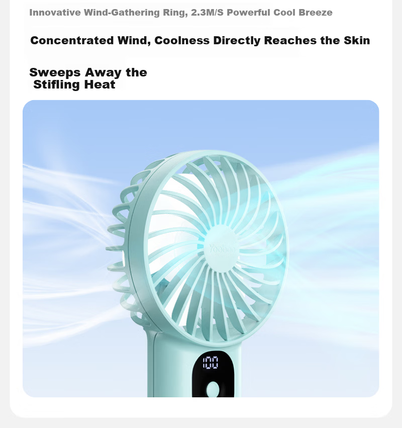 Yoobao Handheld Mini Portable Silent Fan Long Battery Life Office Student Dormitory Desk Fan Rechargeable Vitality Blue 6000mAh 6