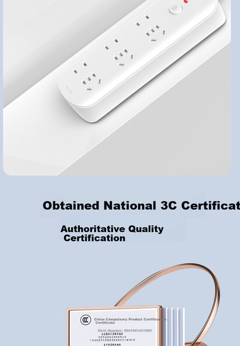 Ximino Power Strip Socket Panel Multi-Hole Household Dormitory Extension Cord with Master Switch 8 Outlets 1.8m PS205 6