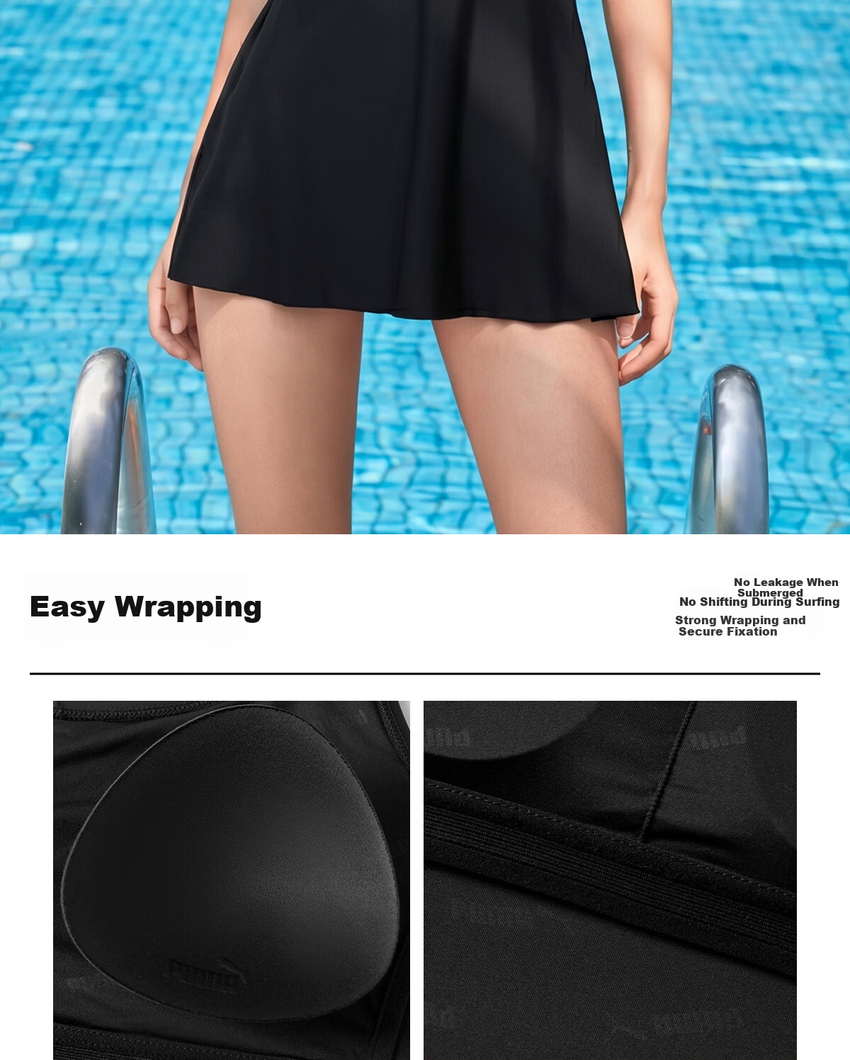 PUMA Women's One-Piece Skirted Swimsuit High-Waist Tummy Control Slimming Swimwear for Hot Springs Vacation Beach 14