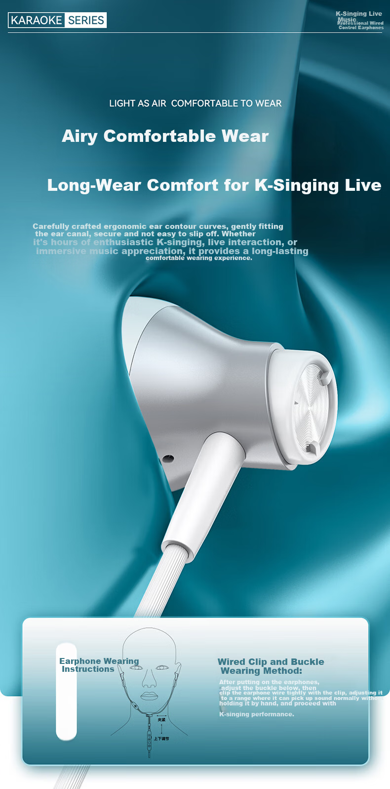 EZHK Popular Type-C Wired Singing Earphones with Built-in Sound Card and Ear Monitor for K-Singing Live Streaming Microphone 10