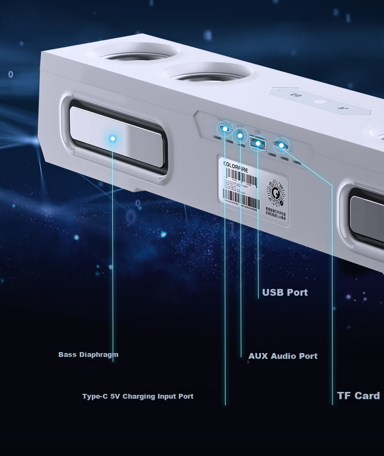 COLORFIRE Rainbow X9 PRO 2026 Gaming Speaker Home Desktop Computer Game Soundbar Abyss Mirror Light AI Clock Wireless Bluetooth White 520 Gift for Men and Women 16