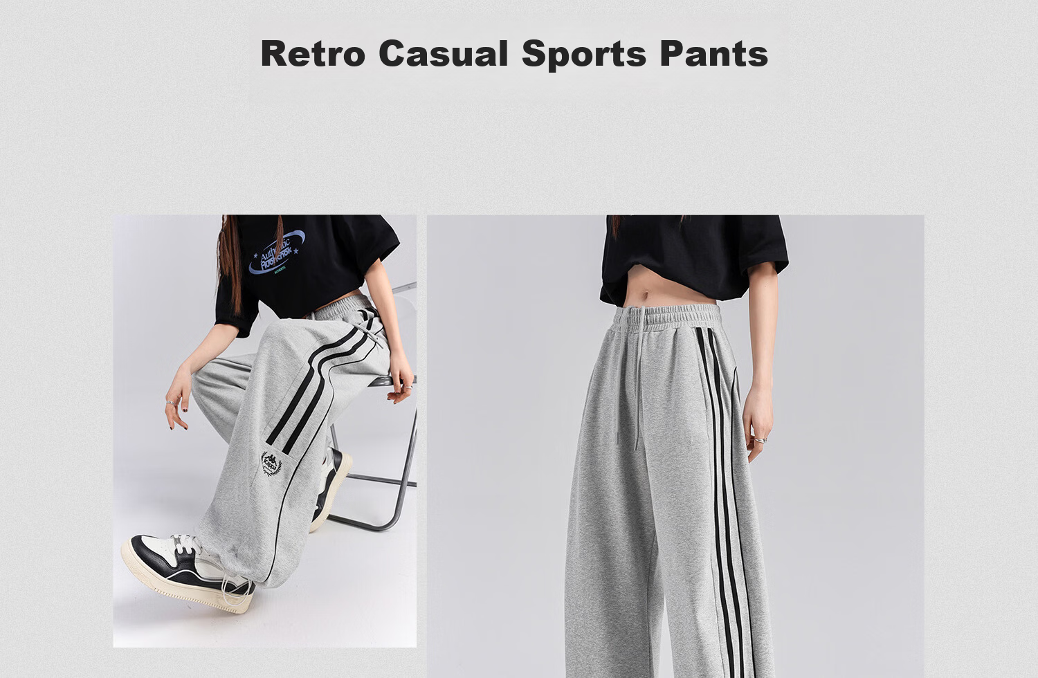 Kappa Women's Back-to-Back Sports Pants Spring New Striped Loose American Straight-Leg Trousers Simple Pants K0G42AK32D 4