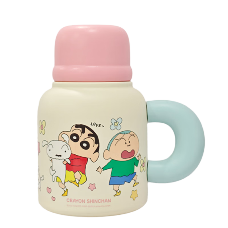 Crayon Shin-chan Kids Insulated Water Bottle Portable 316 Stainless Steel 2026 New Dual Drinking Spout Straw Cup