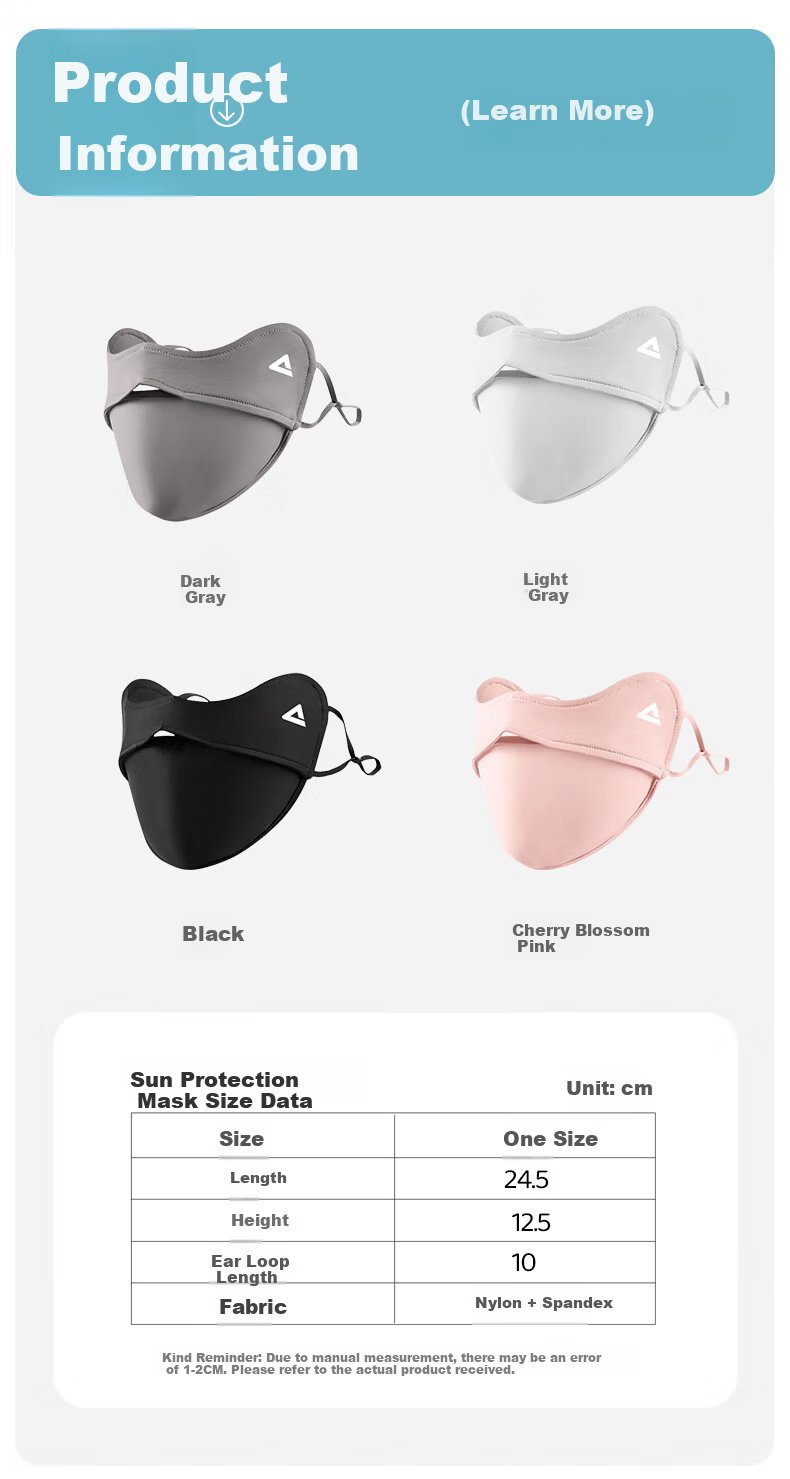PEAK Sun Protection Mask Unisex Ice Silk UV Shield Lightweight Breathable Eye Protection Stone Gray 7