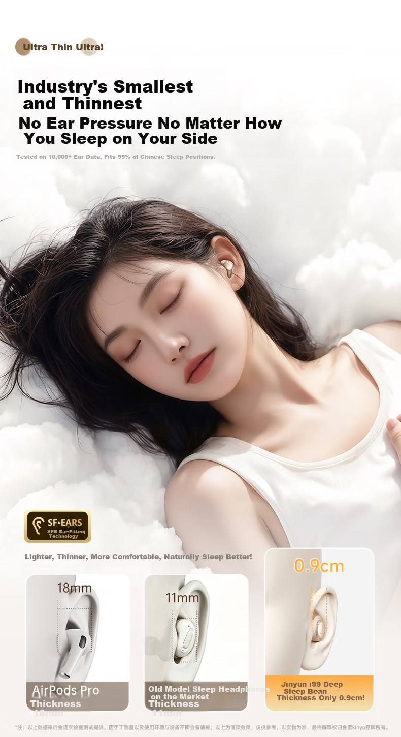 KINYO 2026 New Sleep Bluetooth Earbuds Noise Cancelling Wireless In-Ear Sleep Headphones Active Noise Reduction Side Sleep Comfortable ASMR Sound Isolation 12