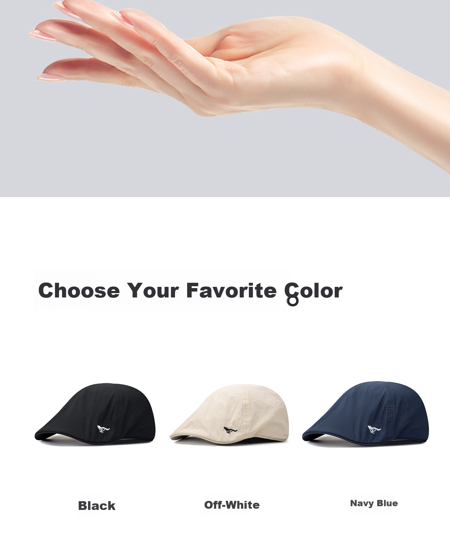 Seven Wolves Men's Beret Quick-Dry Breathable Baseball Cap Sports Versatile Sun Hat Adjustable Large Head Circumference 5