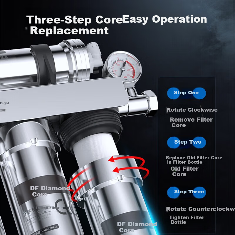 Drill Core Compatible with AUX Water Purifier Filter AU12/AU50 Changhong CUF-501/CUF502 Stainless Steel Water Purifier Filter Full Set Accessories