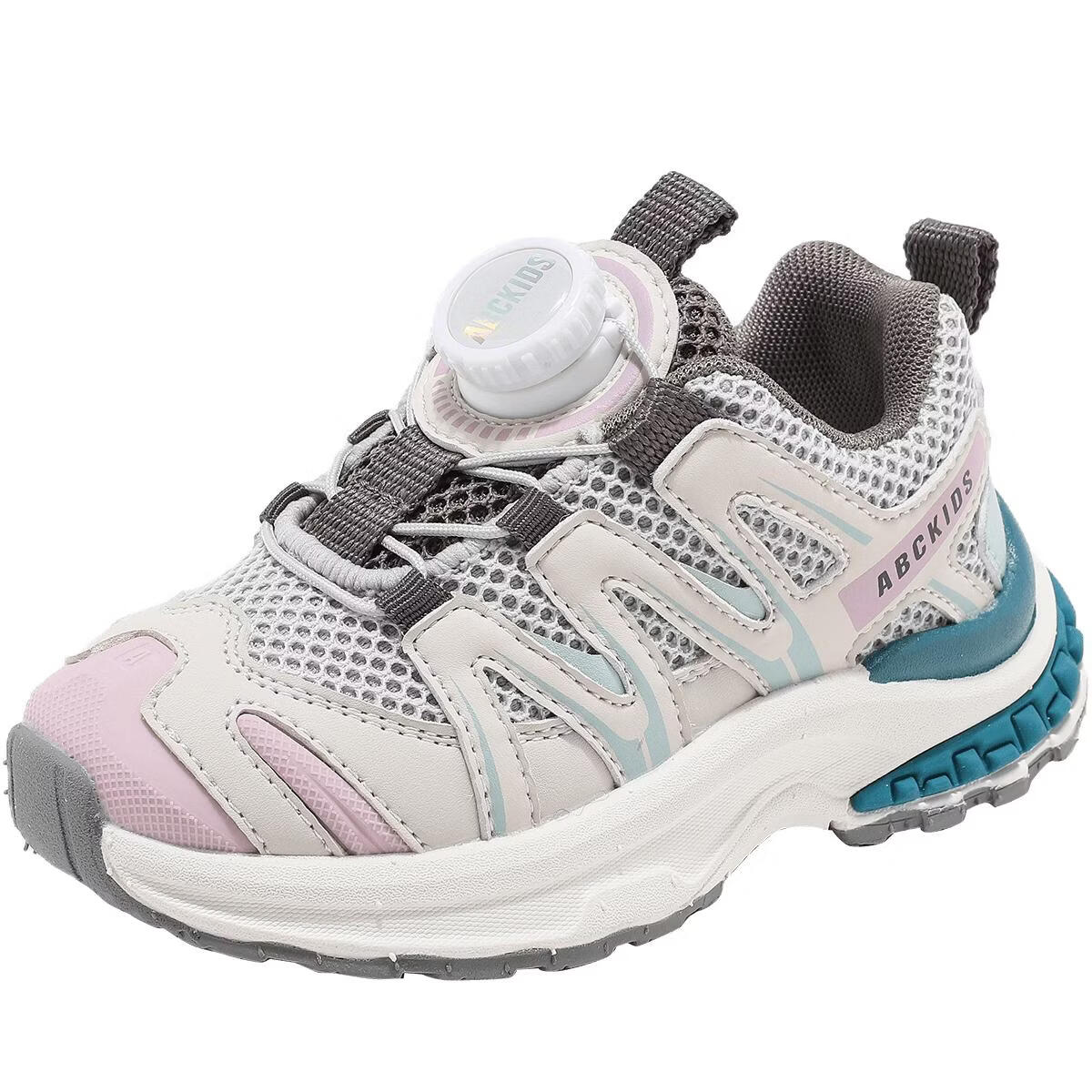 ABC KIDS Children's Sports Shoes, Autumn Kids' Shoes, Casual Boys' And Girls' Rotary Shoes, Outdoor Running Shoes, 3534 Gray/beige, Size 29