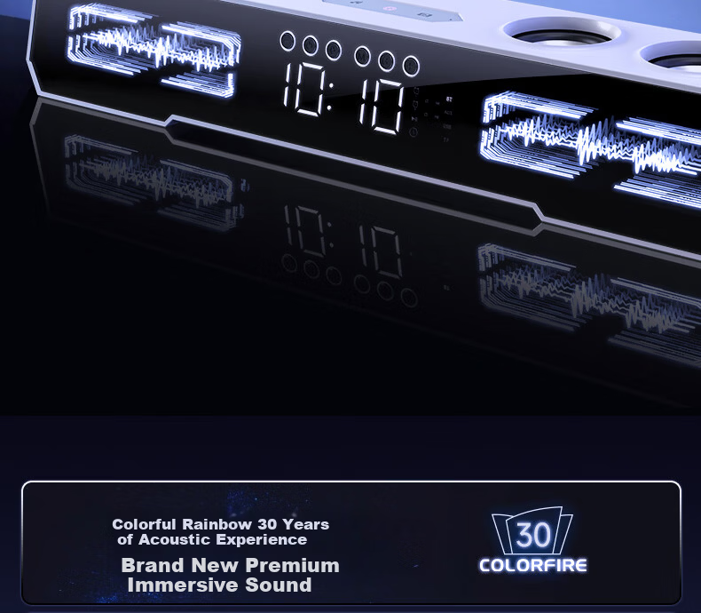 COLORFIRE Rainbow X9 PRO 2026 Gaming Speaker Home Desktop Computer Game Soundbar Abyss Mirror Light AI Clock Wireless Bluetooth White 520 Gift for Men and Women 3