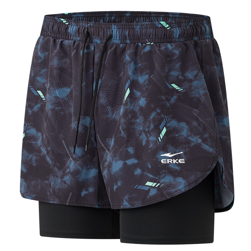 ERKE Men's Double-Layer Quick-Dry Loose Fit Swim Trunks Beach Shorts for Vacation and Hot Springs Swimming Gear