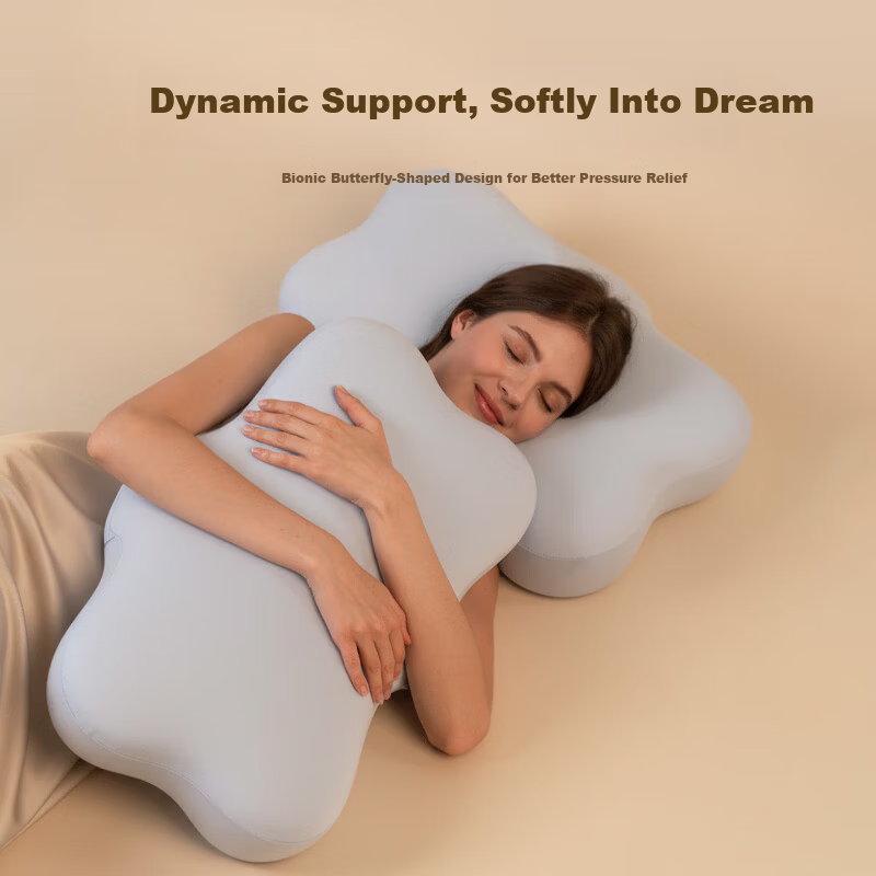 Minicute Memory Foam Cervical Pillow Bionic Butterfly Shape Neck Support Pillow Slow Rebound Side Sleep Pillow Core for Deep Sleep
