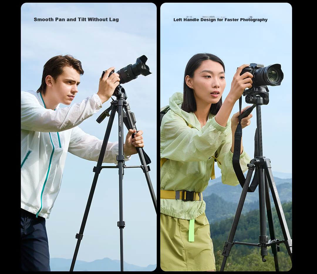 YUNTENG 860 Professional Tripod with Spiked Feet, Hydraulic Head for DSLR, Mirrorless Camera, Camcorder, Smartphone, Vlog Video Shooting, Live Streaming, Outdoor Travel Photography Stand 18