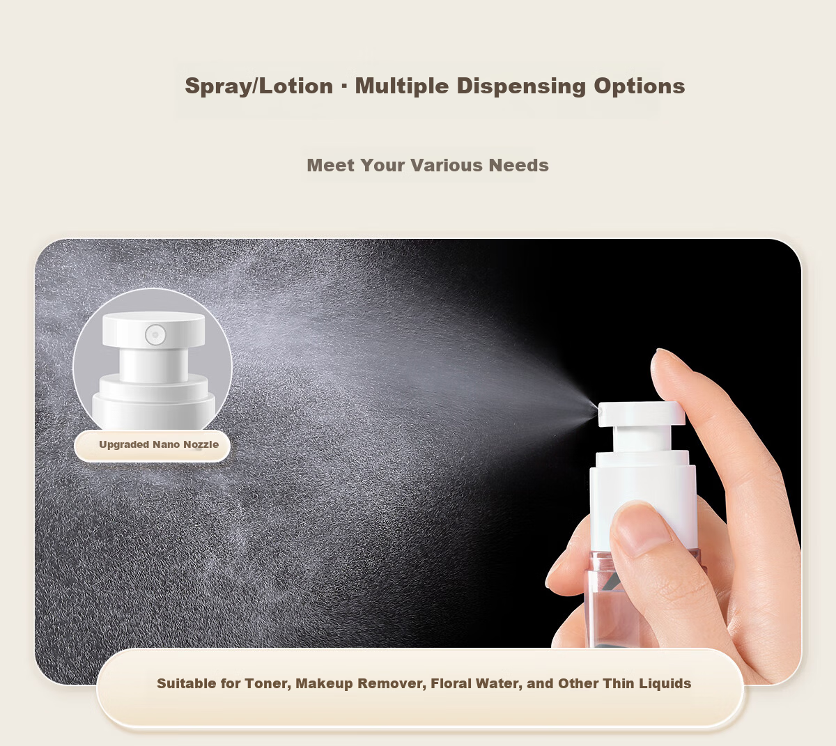 Ouyizi Vacuum Refill Bottle Set Travel Spray Makeup Shampoo Press Lotion Empty Portable 4-Piece Set 50ml 6