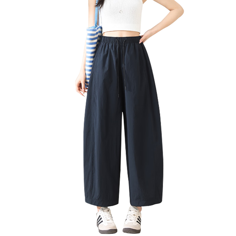 Xueqiman New Style Flower Bud Wide-Leg Pants Women Summer Thin Slim Ruffle Hem Small Size Nine-Point Casual Harem Pants