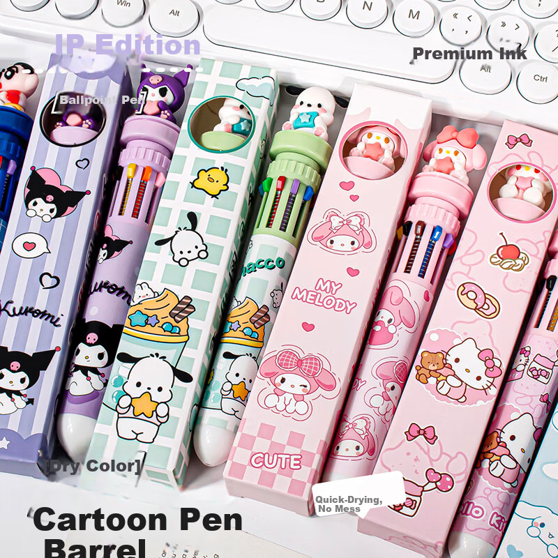 Youth Companion Retractable 3-in-1 Multicolor Gel Pen, 0.5mm Quick-Dry Non-Slip Silicone Ballpoint Pen for Students, Note-Taking, Marking, and Journaling, 4-Pack 3