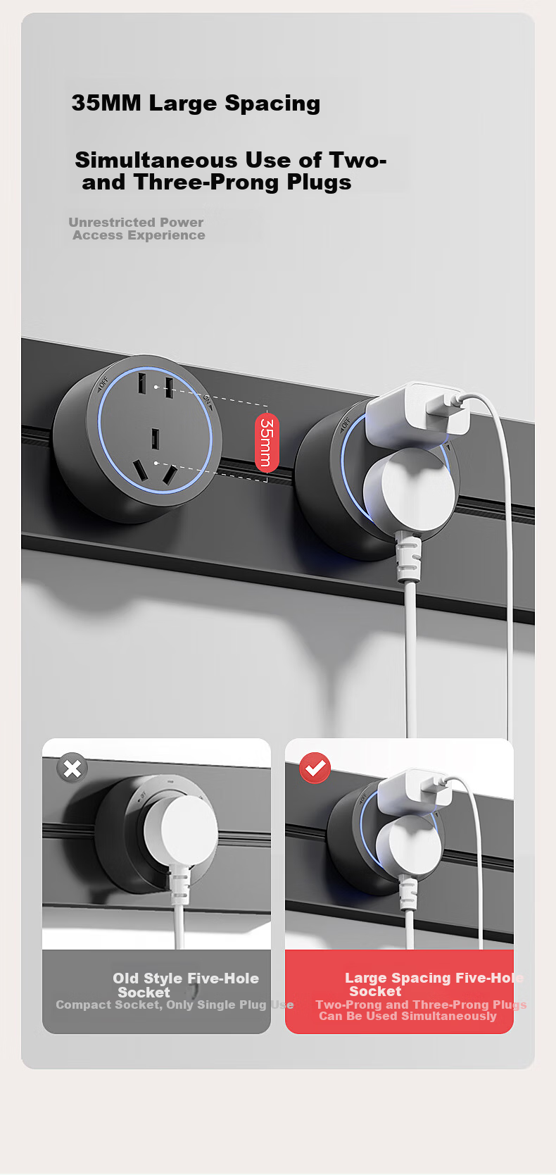 International Electric Track Socket with Sensor Light Kitchen Sideboard Island High Power Smart Power Rail Strip Surface Mounted Track Mobile Power 60cm + 4 Adapters 10