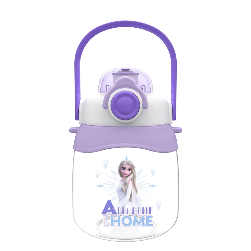 Disney Kids Water Bottle Summer Large Capacity Straw Cup Elsa Princess 1000ml