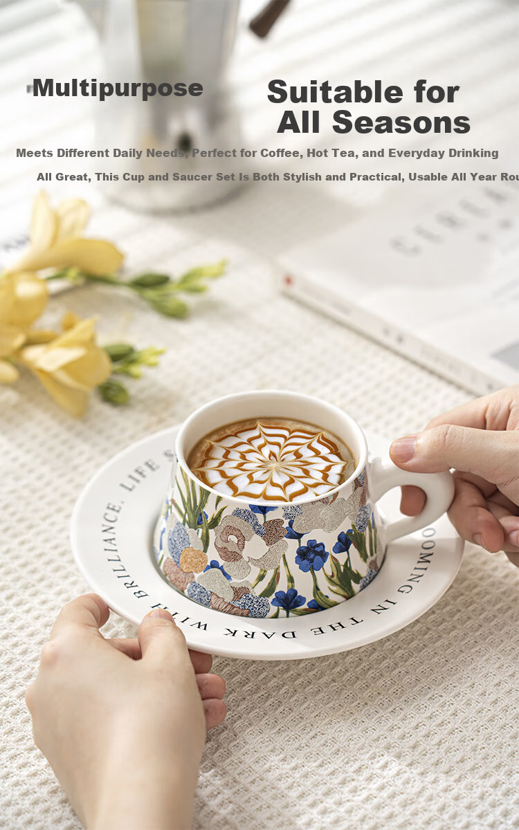JD Jingzao Coffee Cup Set Rococo Strawberry Coffee Cup 270ML Gift Box Breakfast Red Tea Milk Cup 3