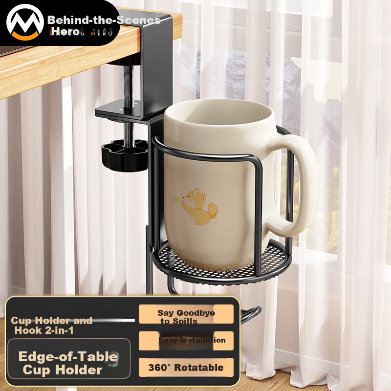 Behind the Scenes Hero Cup Holder Upgraded Version - TV Remote Control Organizer, Small Plant Pot, Mug, and Thermos Storage Stand