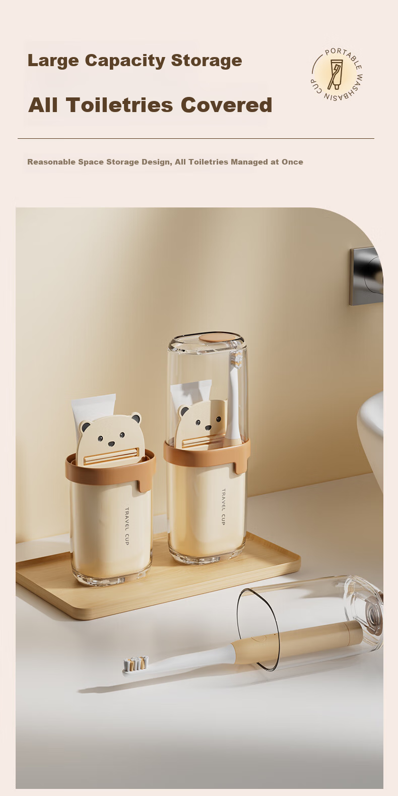Baiyite Portable Travel Toiletry Cup, Electric Toothbrush Storage Case, Mouthwash Cup, Four-I 12