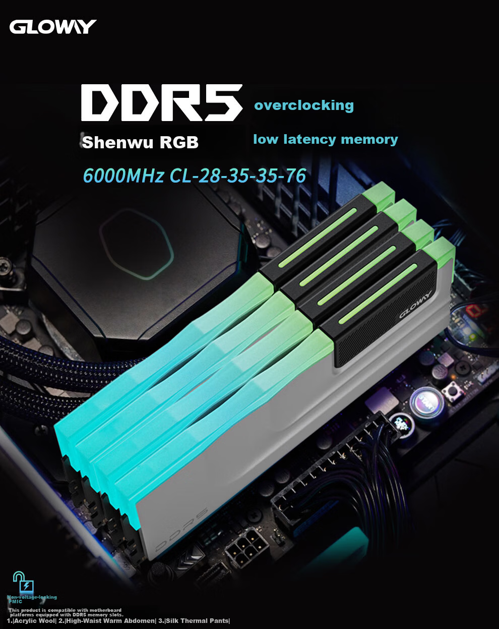 Gloway 16GB DDR5 6000 Desktop RAM Shenwu RGB Light Bar Hynix A-die CL28 Space Gray AI Computer Accessories Upgrade 3