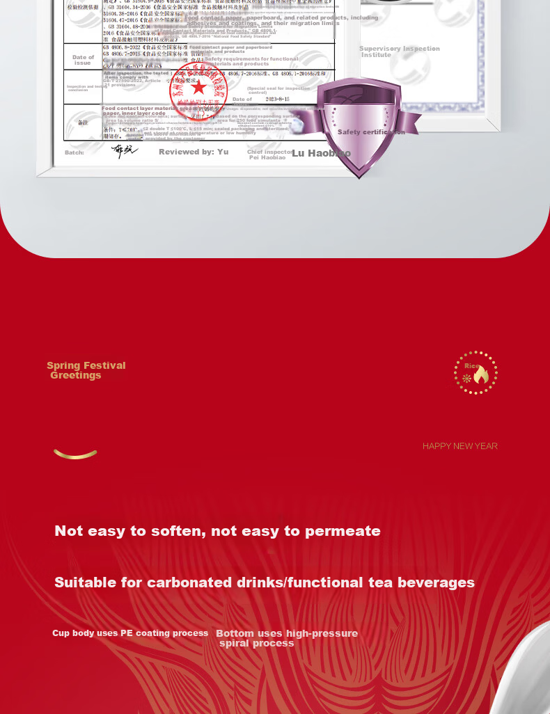 Deli Red Festive Thick Paper Water Cup for Housewarming, Moving, Celebrations And Gatherings, Good Luck for New Home 10