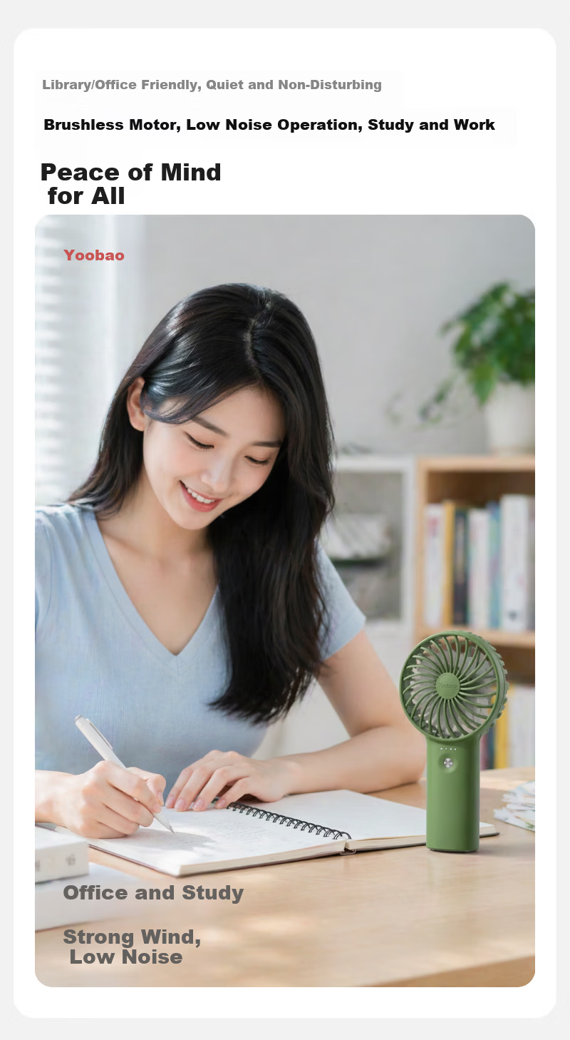 Yoobao Handheld Mini Portable Silent Fan Long Battery Life Office Student Dormitory Desk Fan Rechargeable Vitality Blue 6000mAh 11