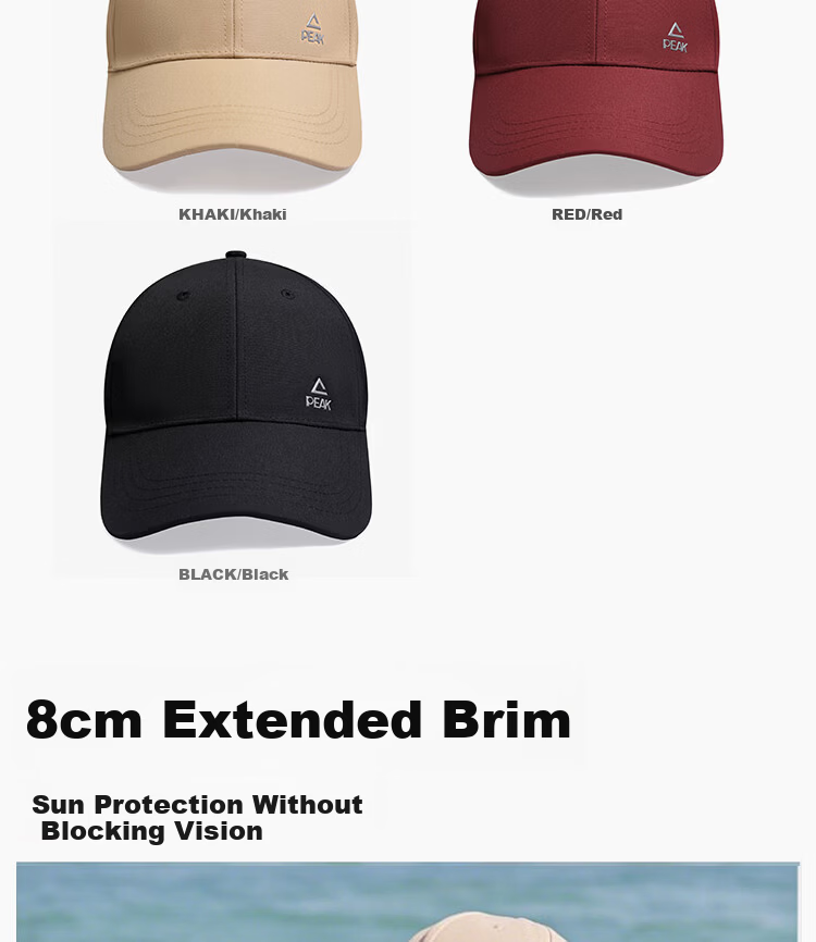 Peak Baseball Cap Outdoor Fishing Sun Protection Wide Brim Sports Versatile Breathable Sweat-Absorbing Sunshade Hat 4