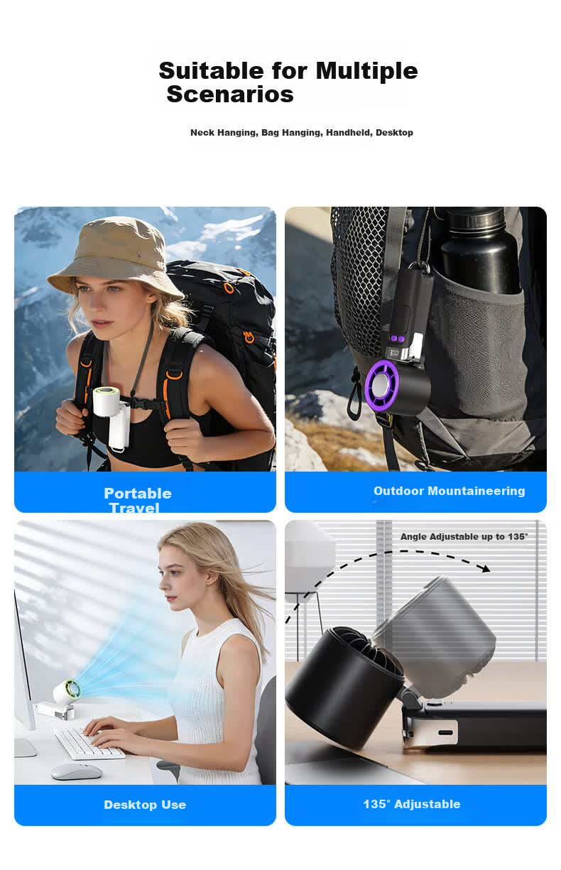 AUX 2026 New Handheld Cooling Fan Portable Superconducting Ice Compress Personal Cooling Device Small Office Silent Outdoor Commuting Long Battery Life Fan 13
