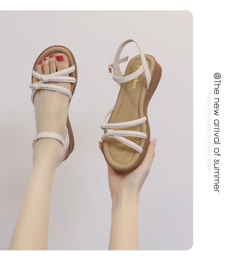 MULINSEN Women's New Commuter Elegant Roman Sandals Breathable Lightweight Summer Sandals Beige Size 39 11
