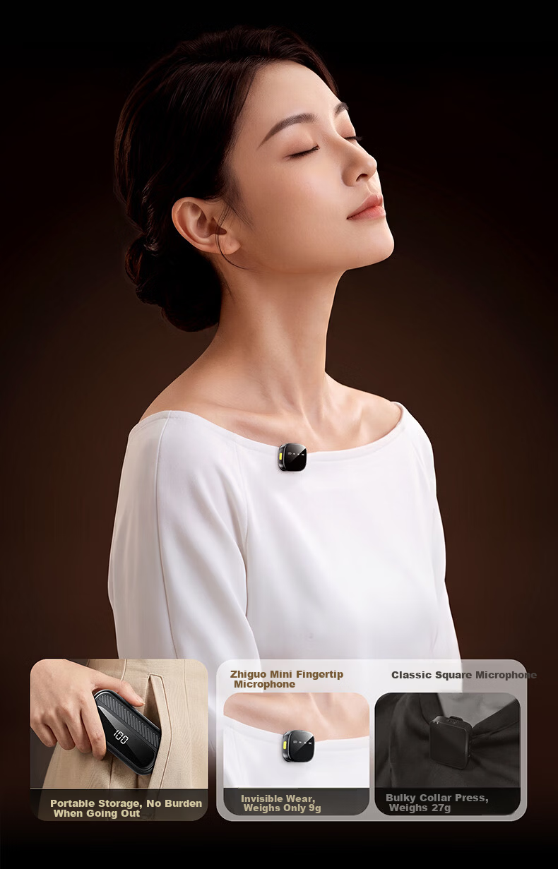 Zhiguozhe Wireless Lavalier Microphone Kit with Triple Noise Reduction and Four Modes for Live Streaming, Voice Recording, and Short Video, Dual Device Connection 24