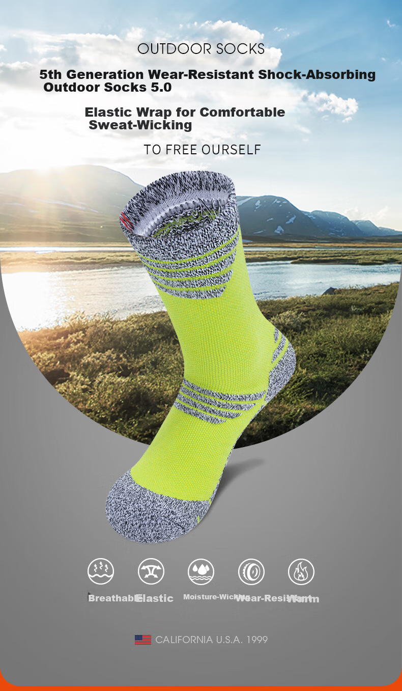 TFO 5th Generation Hiking Socks Comfortable Durable Outdoor Mountaineering Sports Running Socks B2902415 Women's Green L 2