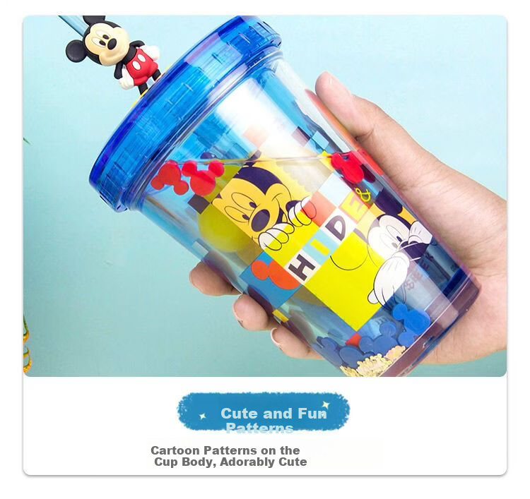 Disney Kids Water Bottle Summer Straw Cup Olaf Plastic Cup 320ML 6