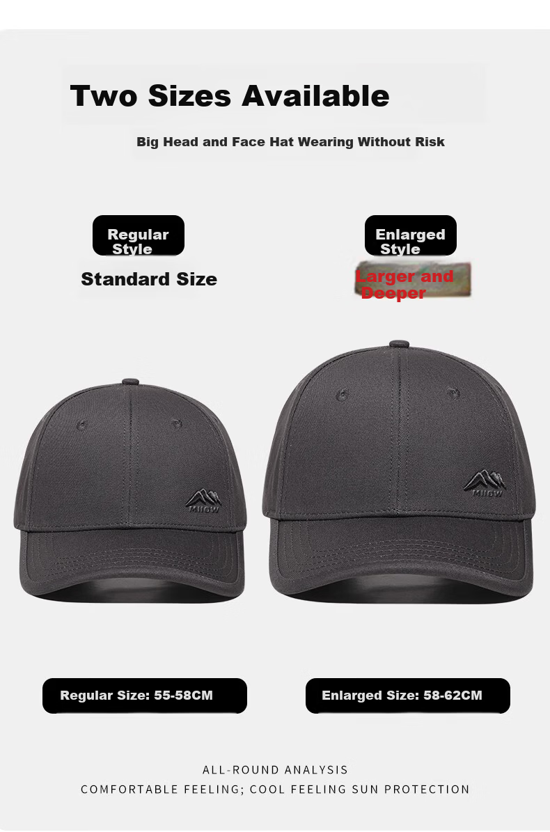 Miiow Men's Summer New Baseball Cap Large Size Deep Fit Simple Versatile Trendy Duckbill Hat 7