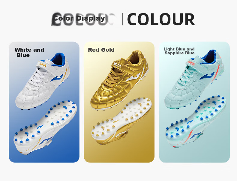 JOMA 2025 New Magic Tape Children's Soccer Shoes MG Short Studs Youth Student Training Shoes Light Blue/Dark Blue Size 36 4