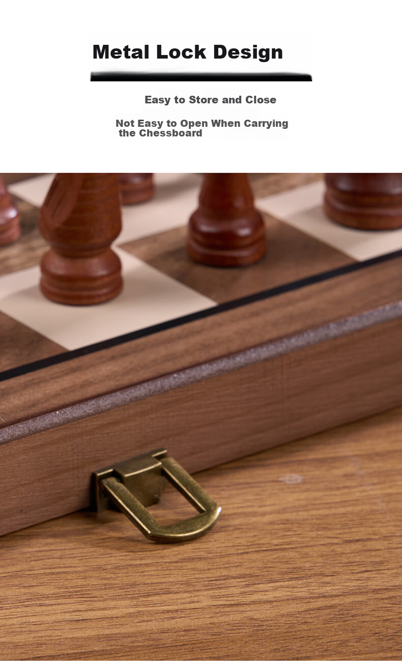Guan Xiao Er Magnetic Foldable Portable Solid Wood Chessboard High-Grade International Chess for Elementary Children Tournament Camping 6