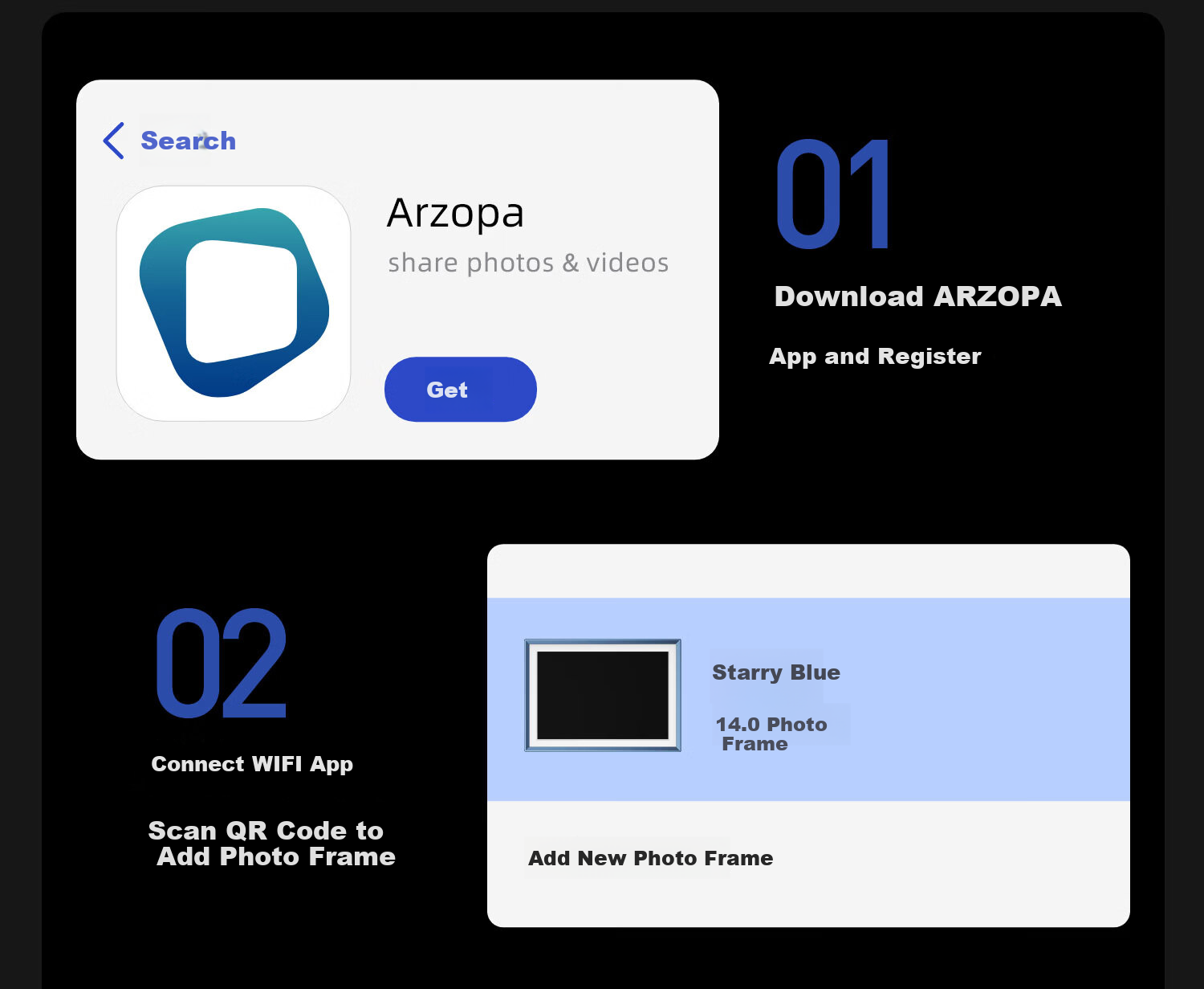 ARZOPA D14 Inch Digital Electronic Photo Frame Smart Cloud Frame Digital Album Photo Video Touch Display Desktop/Wall Mount Premium Gift Recommendation 31