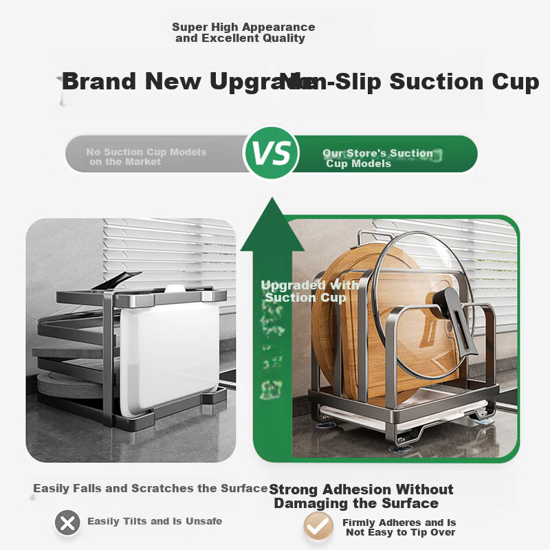Century Zhenghe Kitchen Multifunctional Storage Rack Pot Lid Holder No-Drill Countertop Cutting Board Draining Organizer Rack