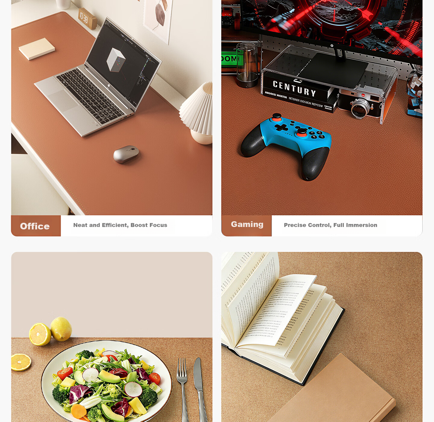 HP MP261 Large White Office Gaming Desk Mat Keyboard Mouse Pad Universal Home Computer Desktop Leather Anti-Slip Pad 16