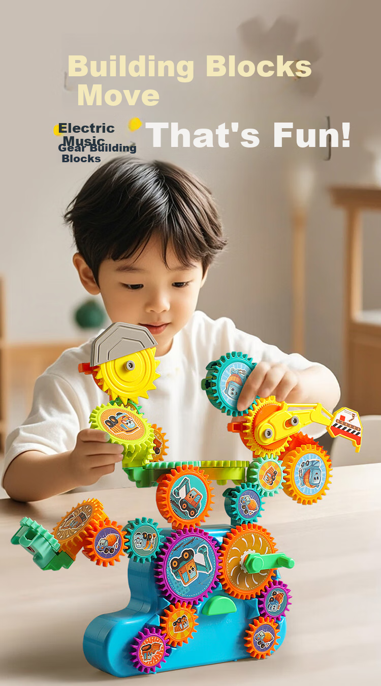 BEIBITONGHUA Transformable Electric Gear Building Blocks DIY Educational Toy for Boys Ages 3-6 Creative Birthday Gift Stationery 1