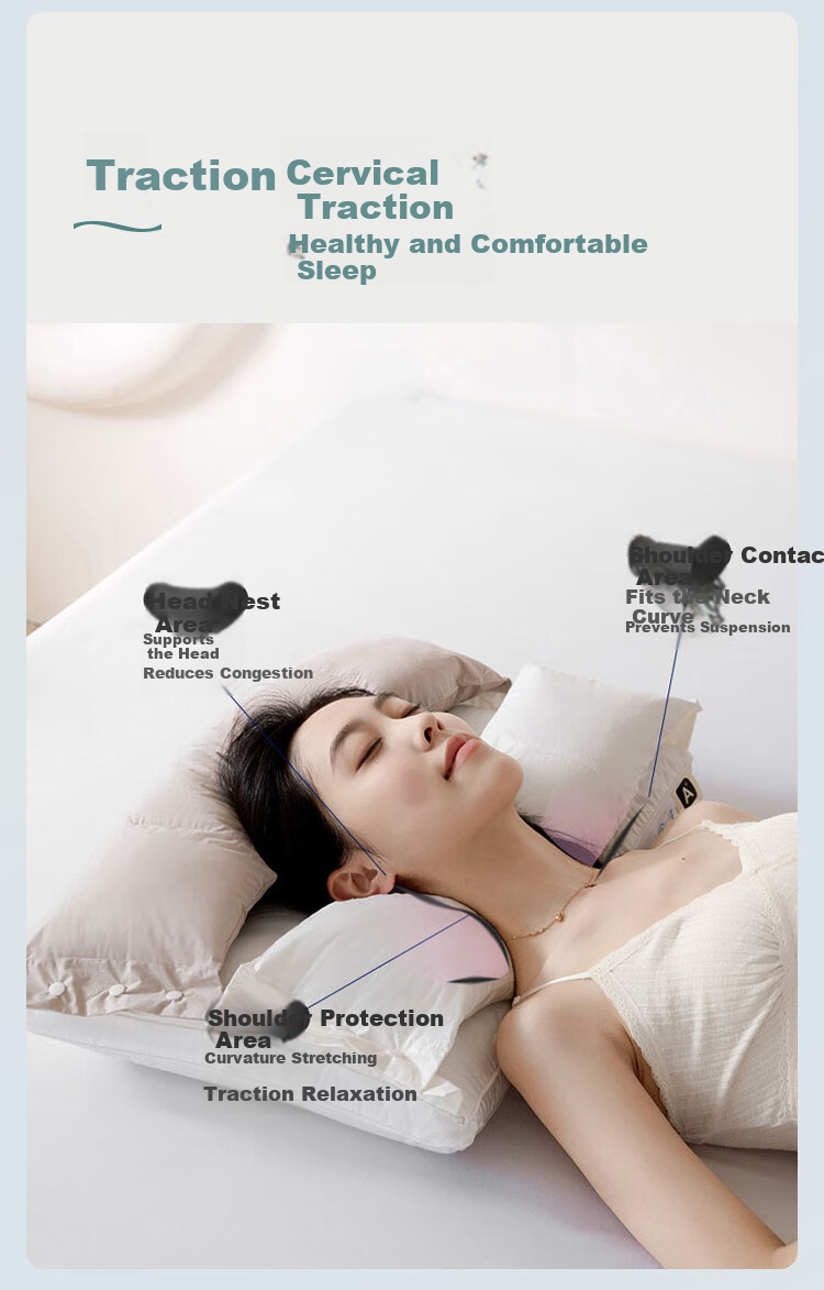 SOMERELLE 3-in-1 Neck Support Pillow Cervical Traction Shoulder Neck Pillow Deep Sleep Removable Inner Pillow Core 7