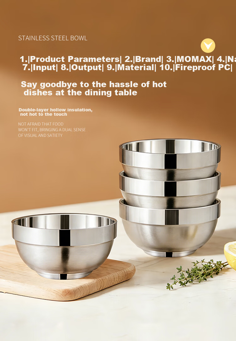 Shengjia 316 Stainless Steel Double-Layer Insulated Anti-Scald Bowl 11.5cm for School Canteen Hotel 316 Double-Layer Bowl [Jing Warehouse] 1