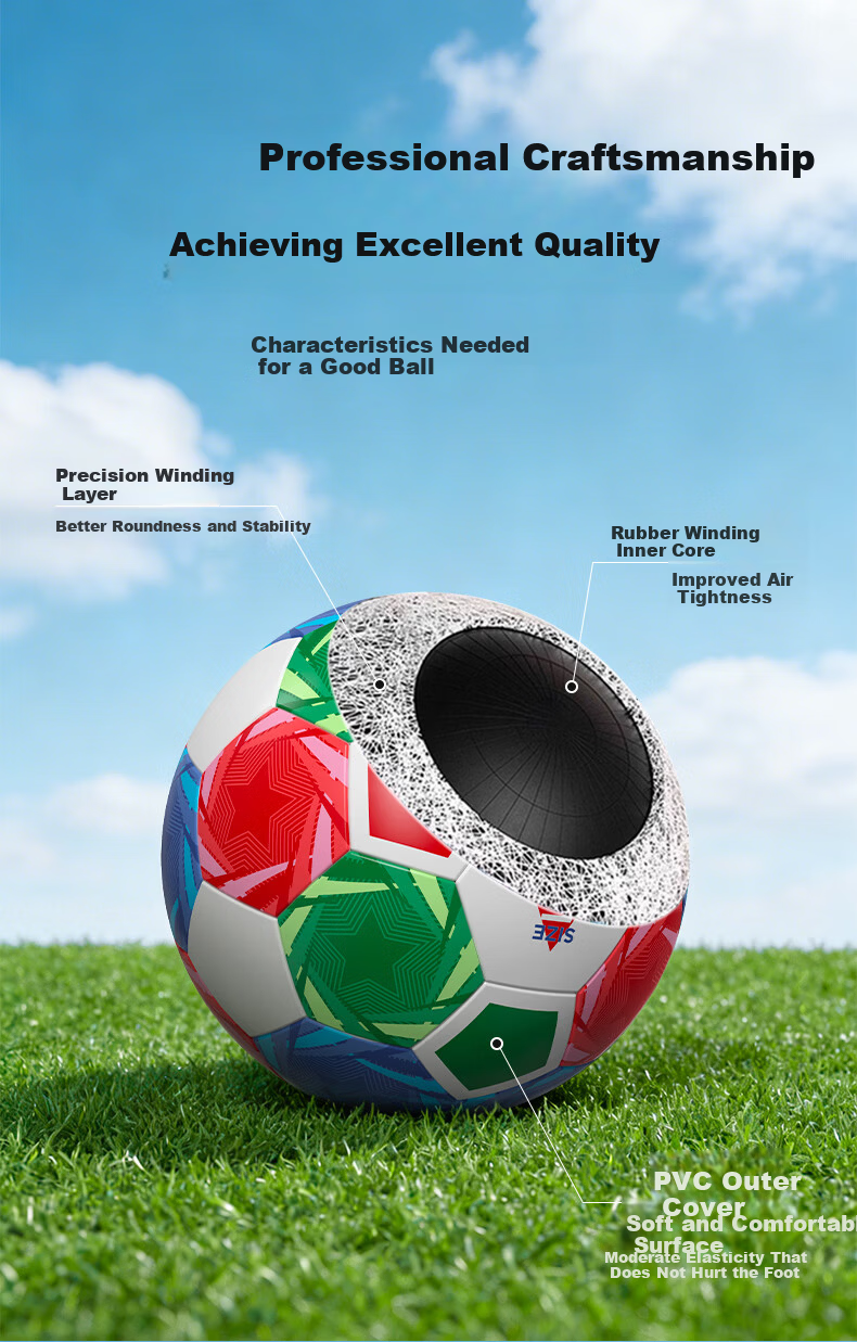 Peak Soccer Ball Size 4 for Children and Adults, Standard World Cup Match Training Ball for Youth, Primary School, and Preschool 2