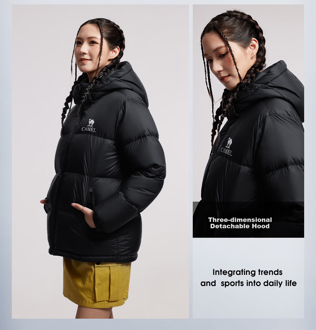 CAMEL Outdoor Down Jacket Winter Thickened Warm Unisex Windproof Graphene Puffer Coat 9