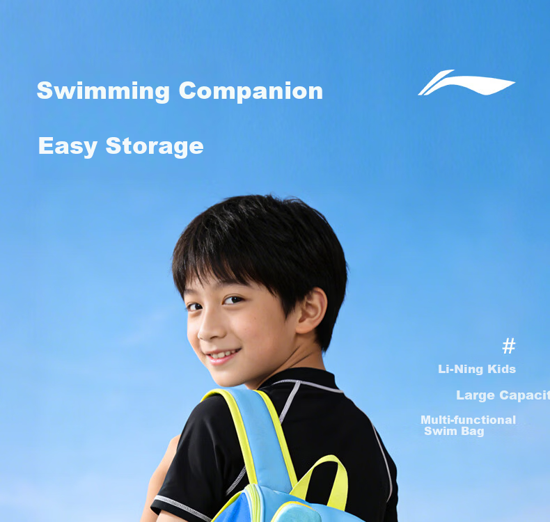 LI-NING Swimming Storage Bag Waterproof Dry and Wet Separation Large Capacity Unisex Training Backpack Swim Bag 7072 Pink 1